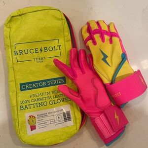 BRUCE BOLT Premium Pro Long Cuff Kids YL Batting Gloves